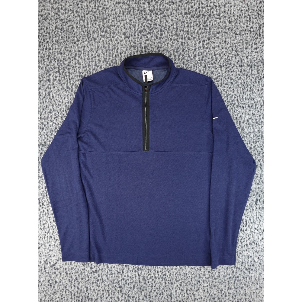 Nike 1/4 Zip Pullover Mens Medium Navy Blue Dri-FIT Training Top DJ5474-419